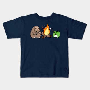 Campfire Sloth and Frog Kids T-Shirt